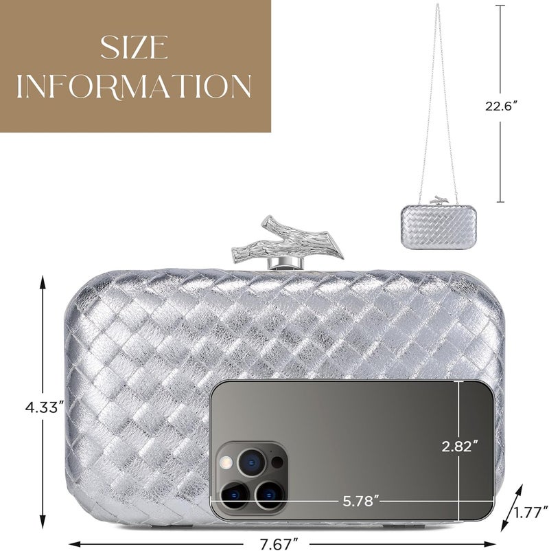 CHUNLI Clutch Purses for Women Evening/Wedding Chic Woven Bag Formal PU Leather Purse Designer Handbags for Women - Image 4
